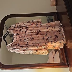 Romwe women's floral off shoulder trumpet sleeve swing dress, small, pink